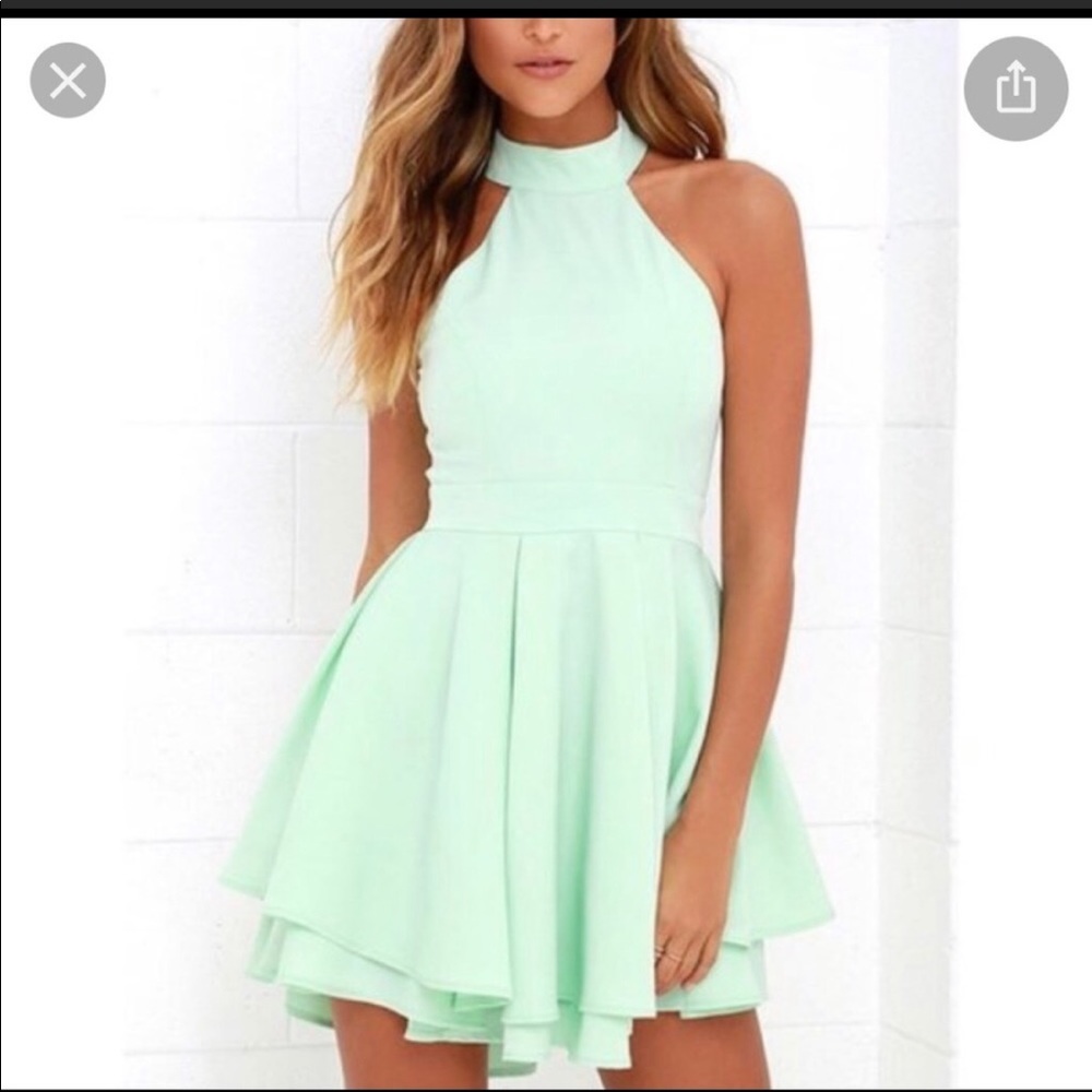 Lulu’s Dress Rehearsal Mint Green Skater Dress SzM